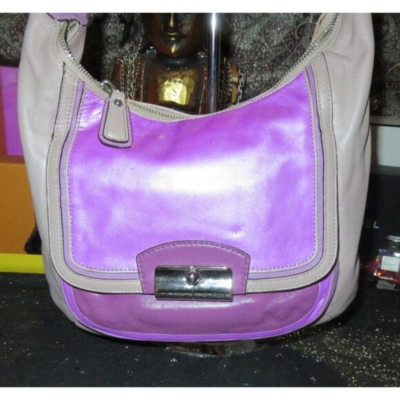 Coach 2013 Kristin Spectator Lavender & Mauve Leather Purple Colorblock Hobo Bag - Picture 1 of 13